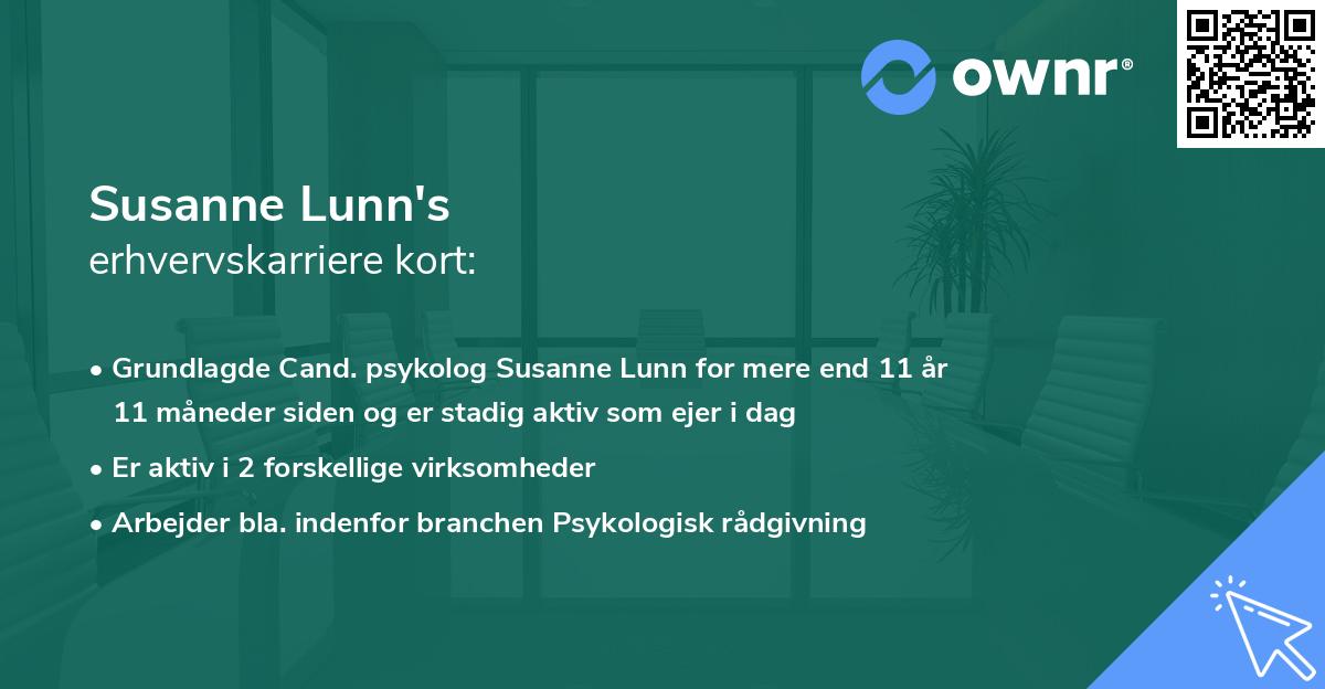 Susanne Lunn's erhvervskarriere kort