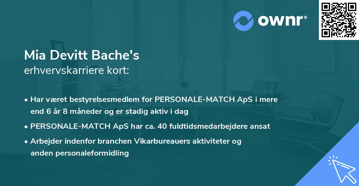 Mia Devitt Bache's erhvervskarriere kort