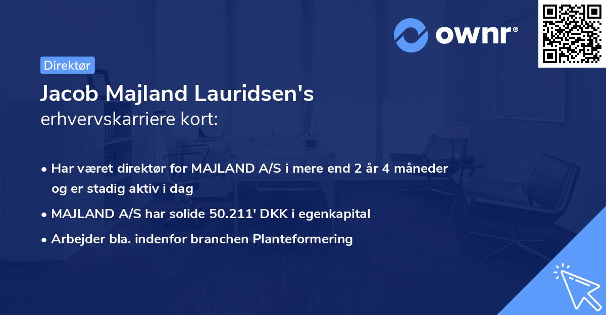 Jacob Majland Lauridsen's erhvervskarriere kort