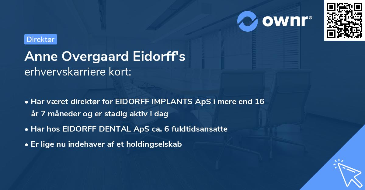 Anne Overgaard Eidorff's erhvervskarriere kort