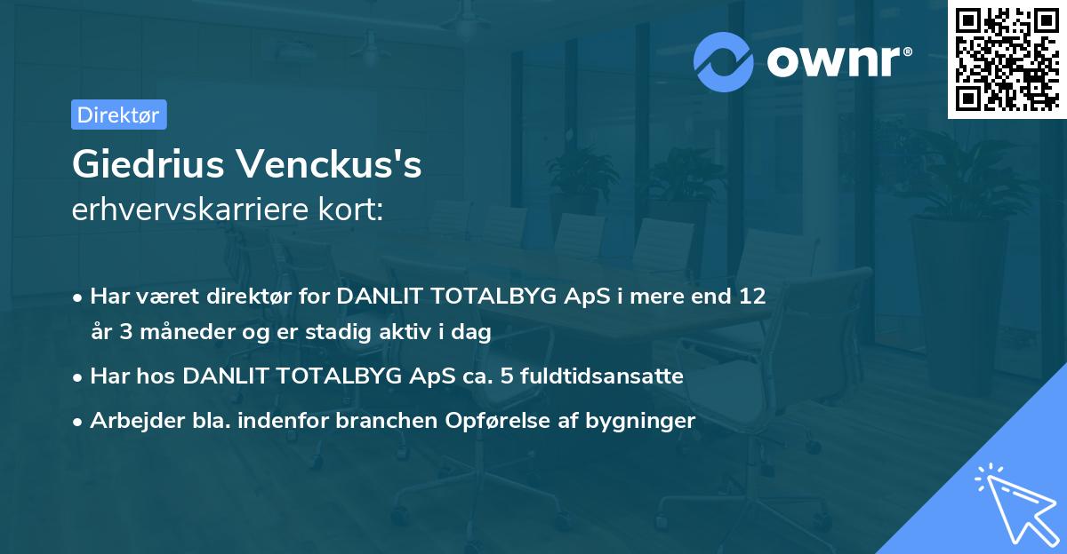 Giedrius Venckus's erhvervskarriere kort