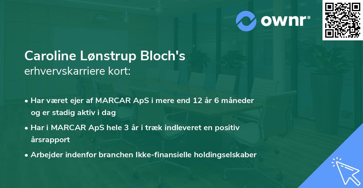 Caroline Lønstrup Bloch's erhvervskarriere kort