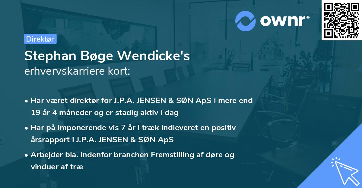Stephan Bøge Wendicke's erhvervskarriere kort