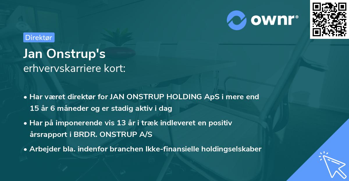 Jan Onstrup's erhvervskarriere kort
