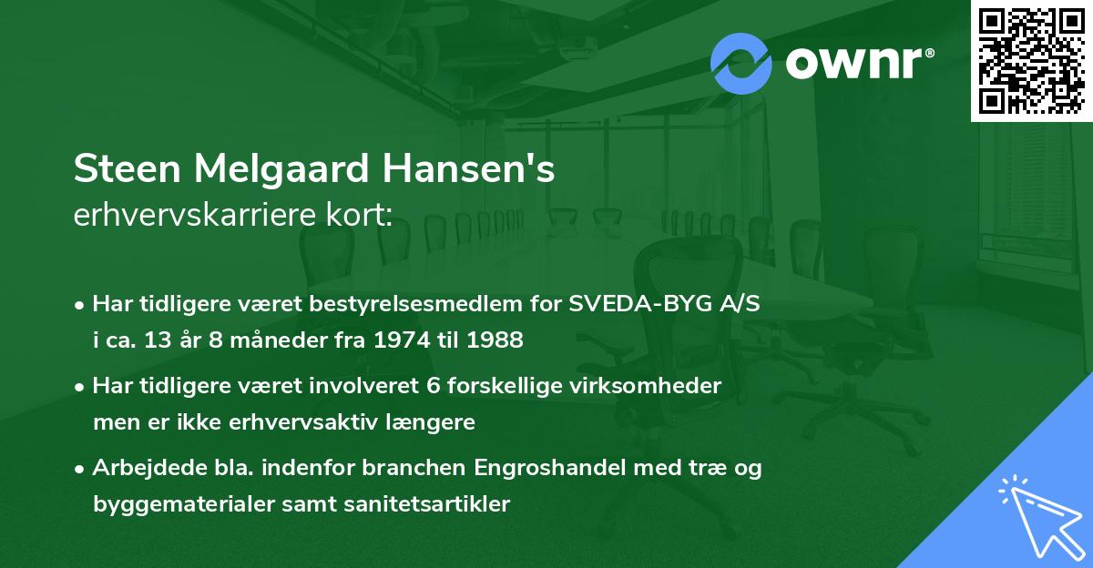 Steen Melgaard Hansen's erhvervskarriere kort