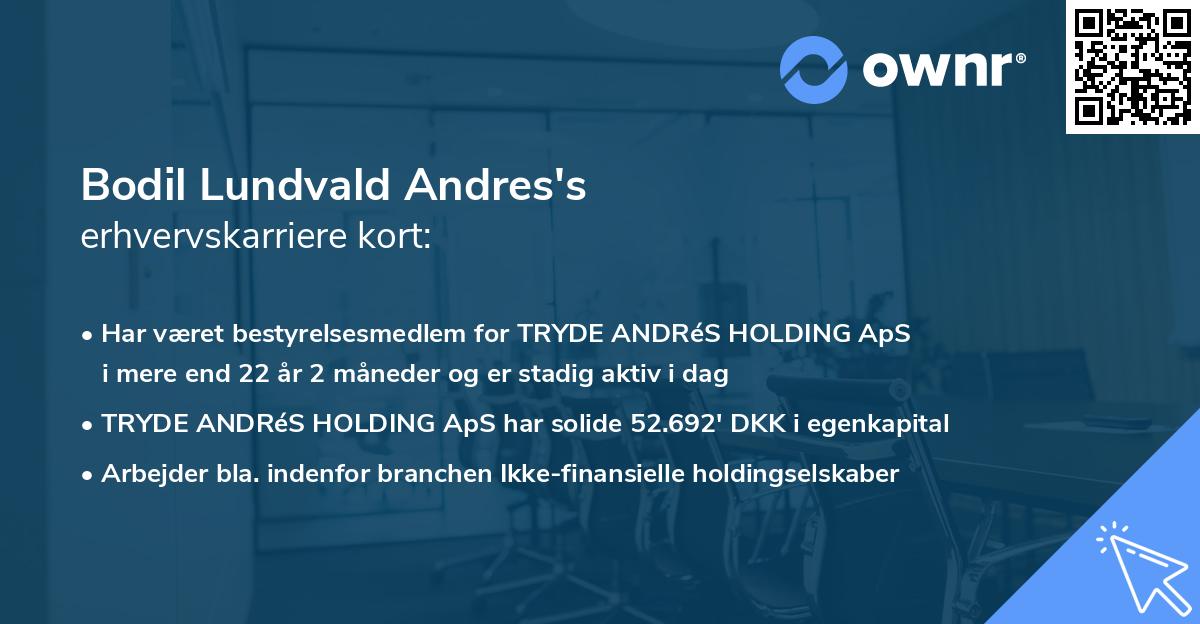 Bodil Lundvald Andres's erhvervskarriere kort