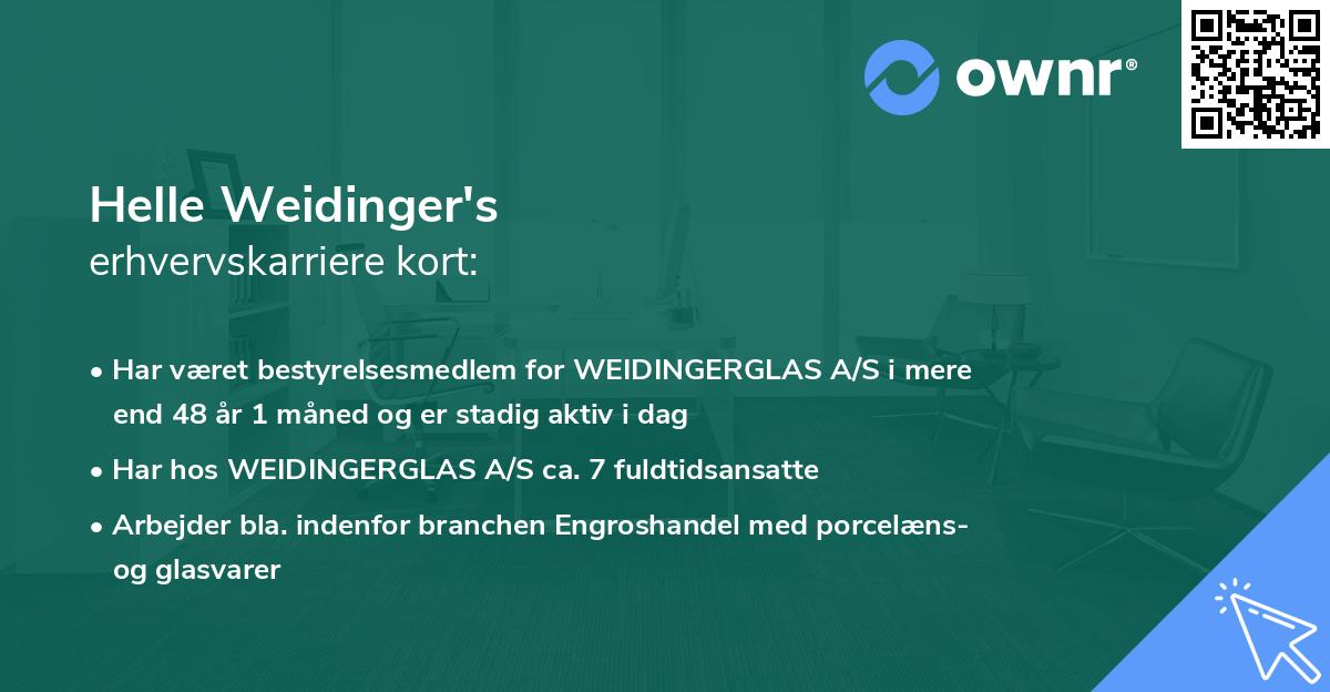 Helle Weidinger's erhvervskarriere kort