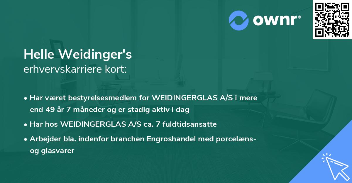 Helle Weidinger's erhvervskarriere kort