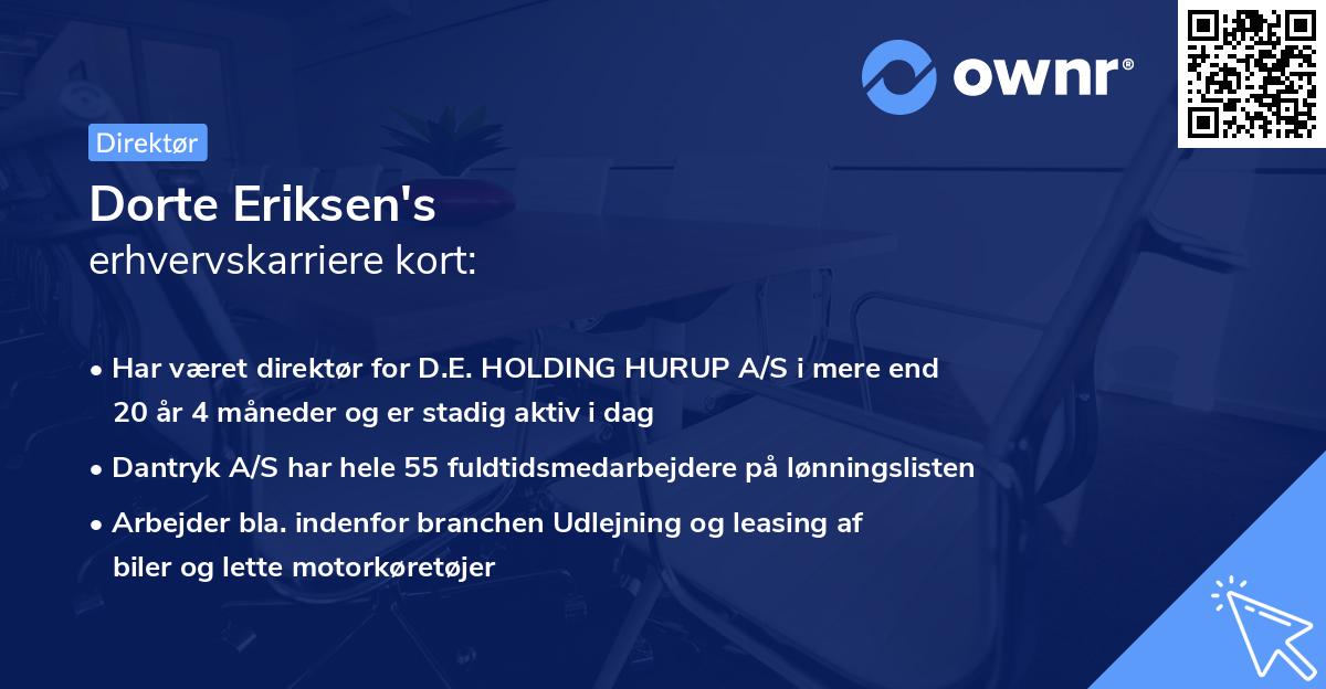 Dorte Eriksen's erhvervskarriere kort