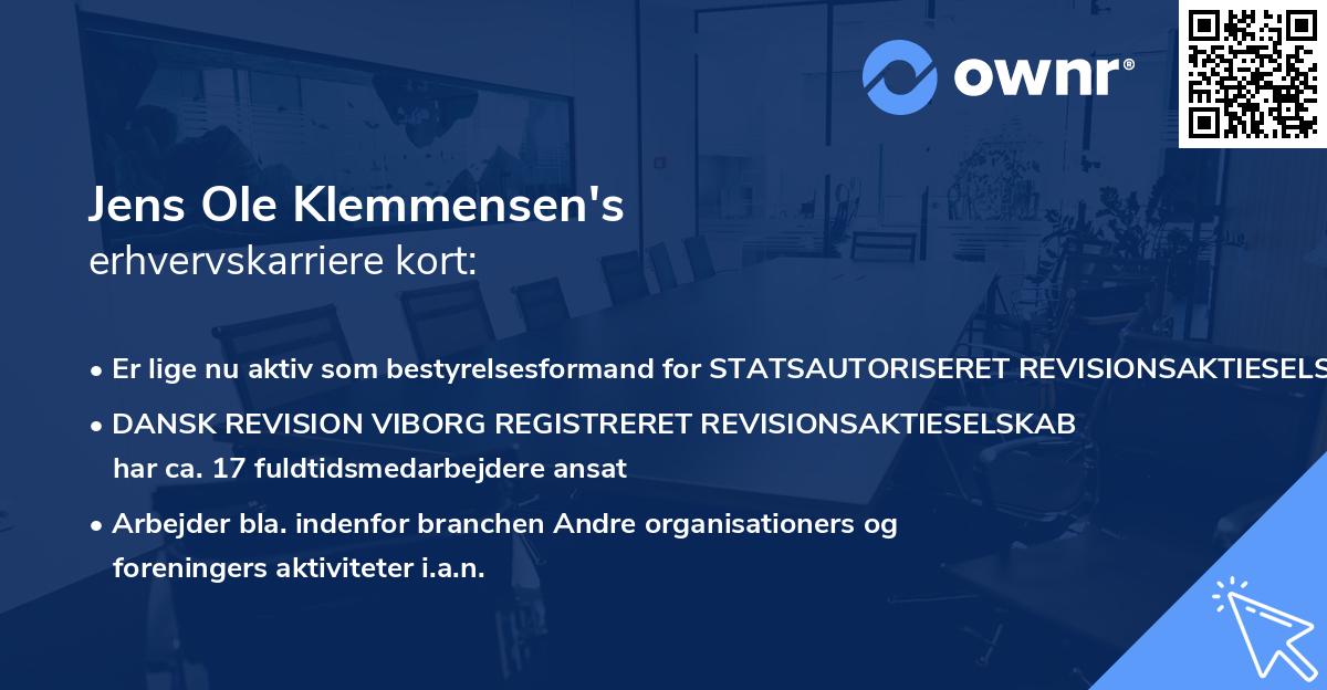 Jens Ole Klemmensen's erhvervskarriere kort