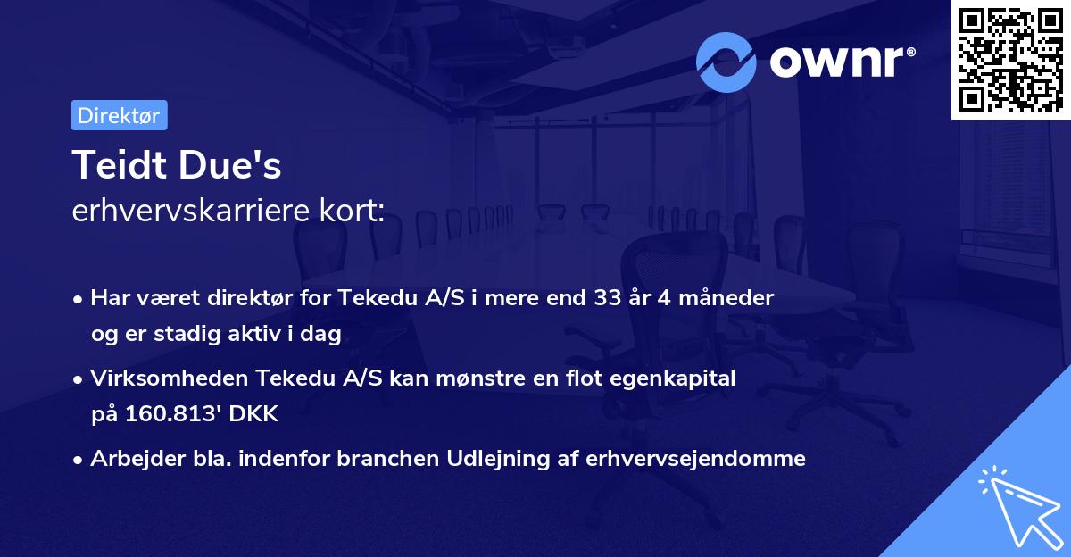 Teidt Due's erhvervskarriere kort