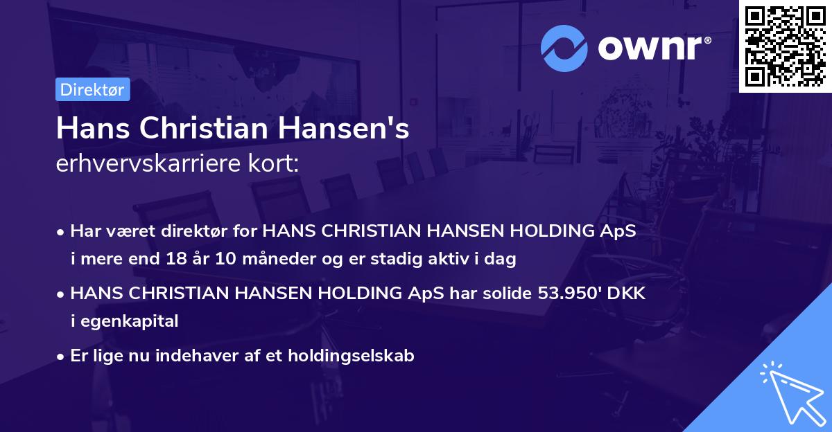 Hans Christian Hansen's erhvervskarriere kort