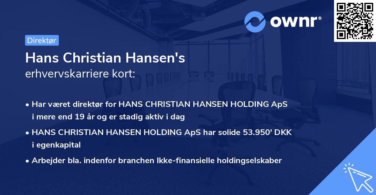 Hans Christian Hansen's erhvervskarriere kort