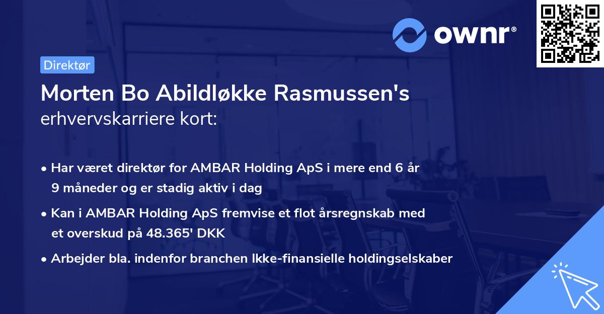 Morten Bo Abildløkke Rasmussen's erhvervskarriere kort