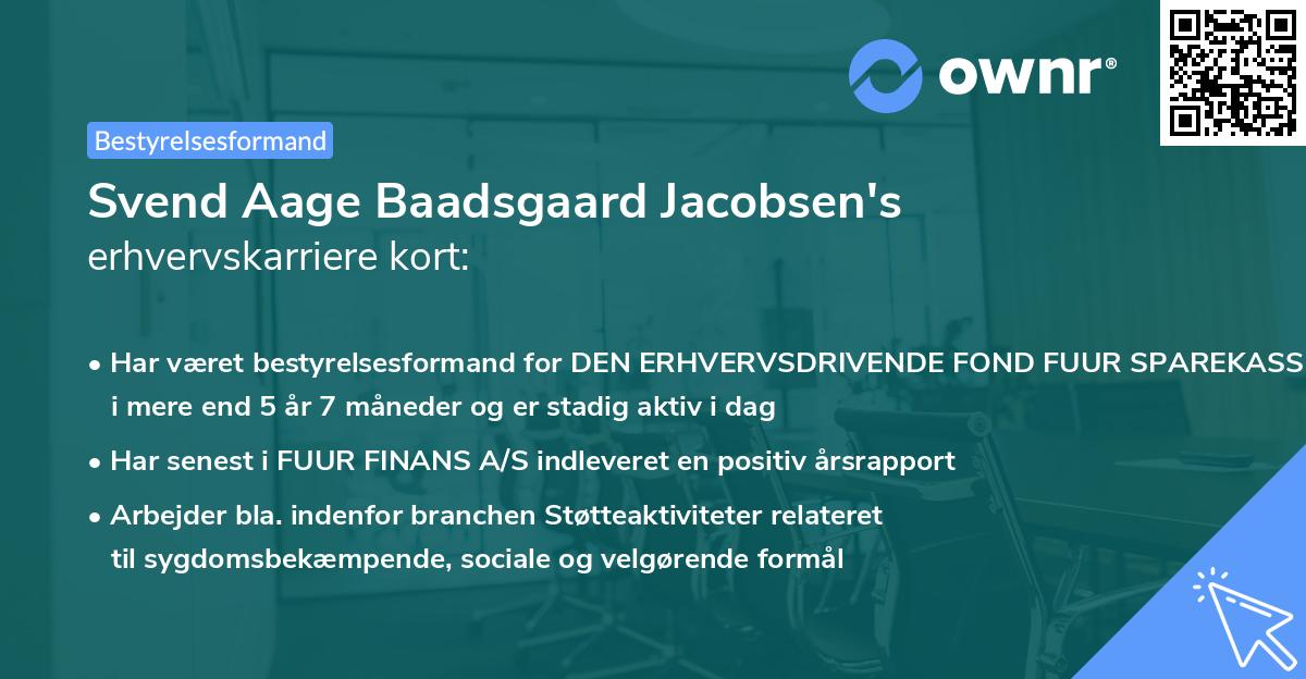 Svend Aage Baadsgaard Jacobsen's erhvervskarriere kort