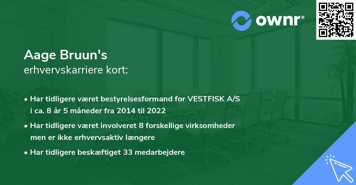 Aage Bruun's erhvervskarriere kort