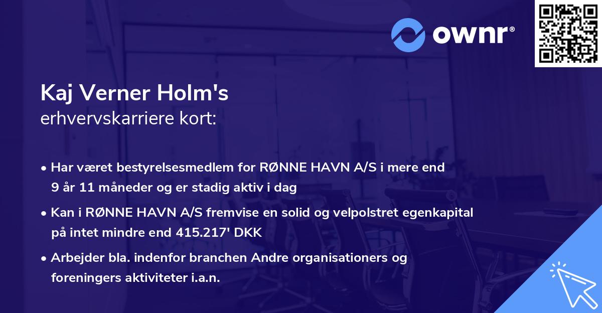 Kaj Verner Holm's erhvervskarriere kort