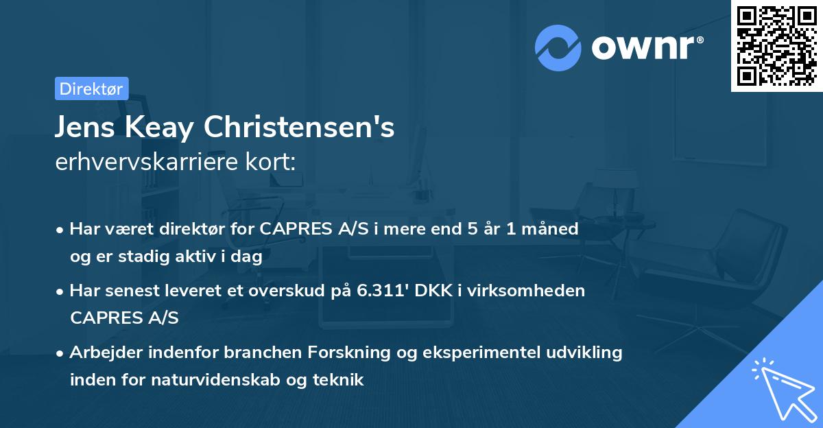 Jens Keay Christensen's erhvervskarriere kort