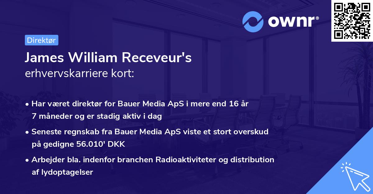James William Receveur's erhvervskarriere kort