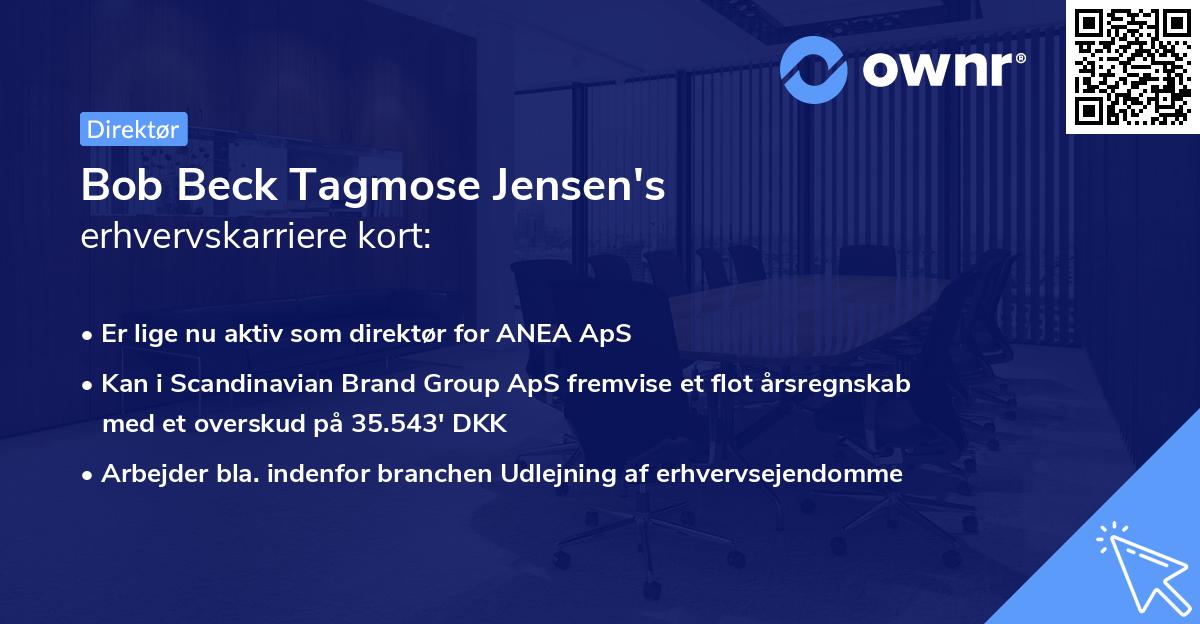 Bob Beck Tagmose Jensen's erhvervskarriere kort