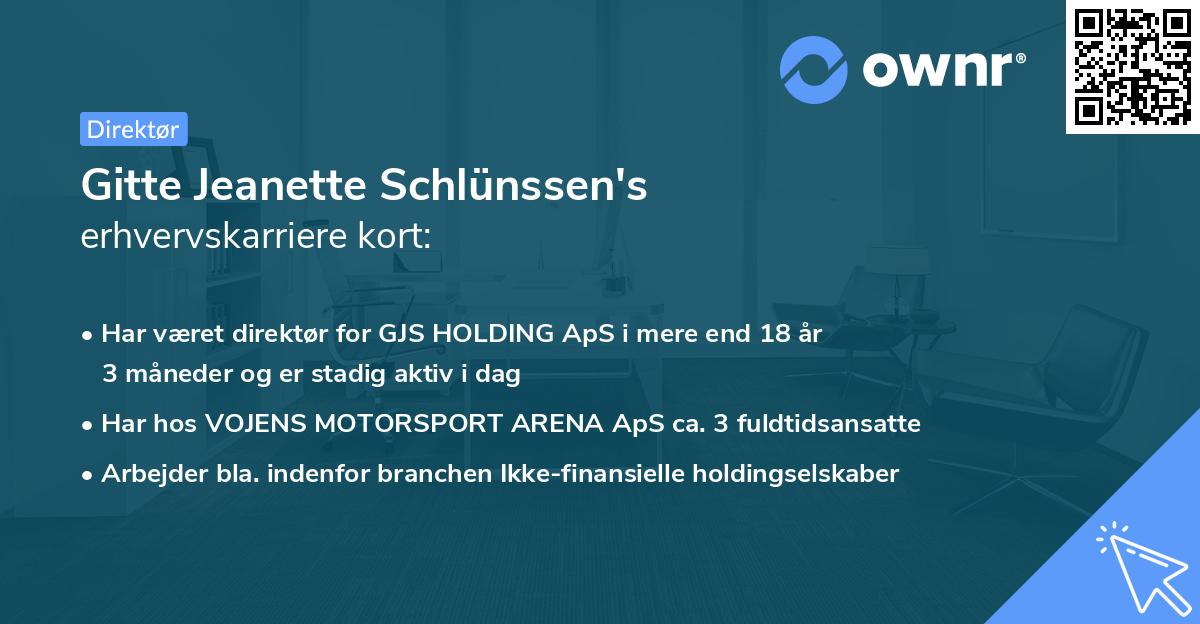 Gitte Jeanette Schlünssen's erhvervskarriere kort