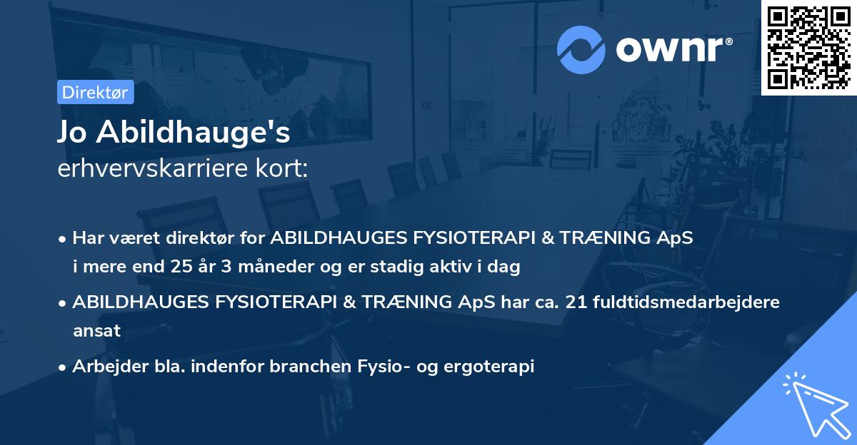 Jo Abildhauge's erhvervskarriere kort