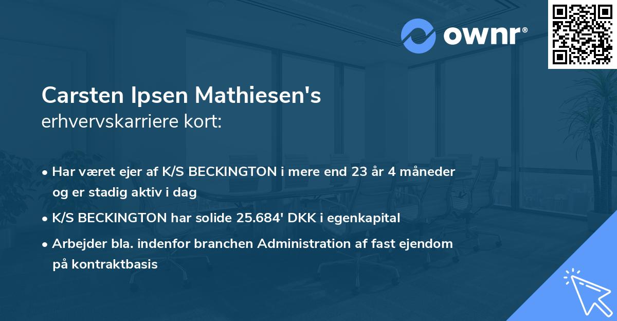 Carsten Ipsen Mathiesen's erhvervskarriere kort