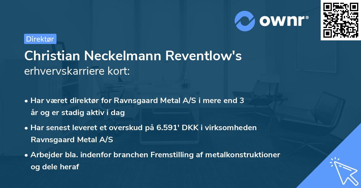 Christian Neckelmann Reventlow's erhvervskarriere kort