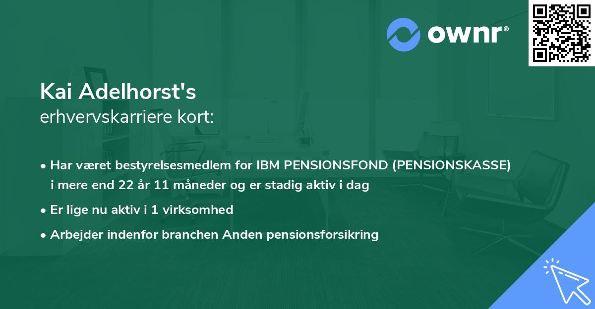 Kai Adelhorst's erhvervskarriere kort