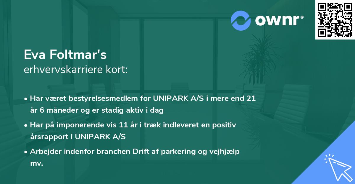 Eva Foltmar's erhvervskarriere kort