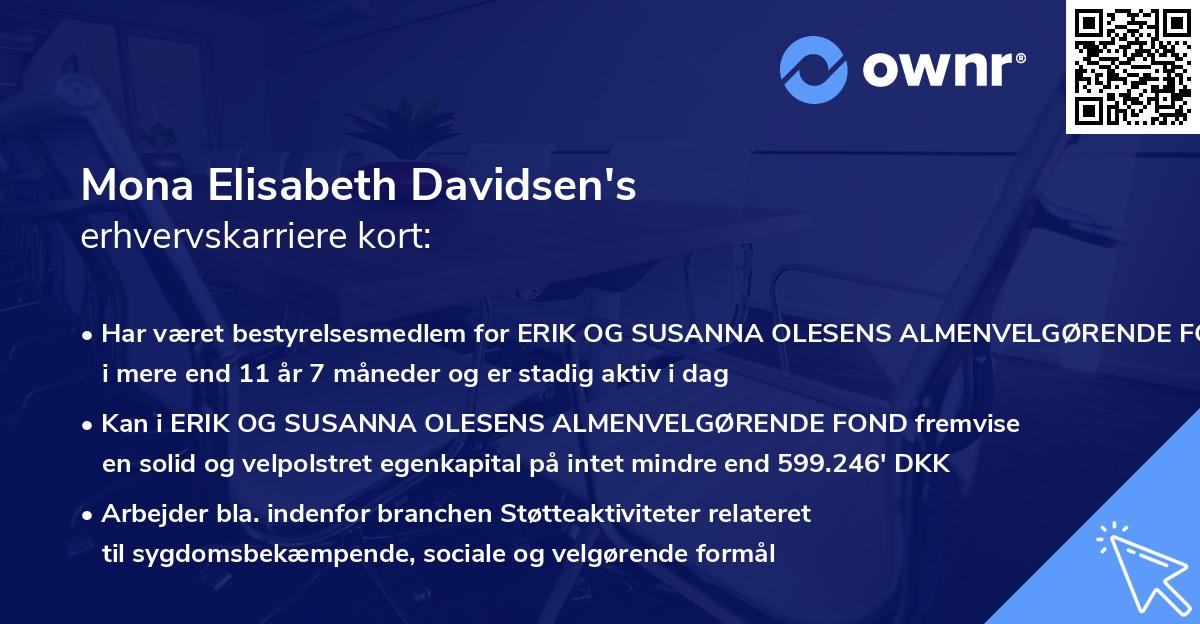 Mona Elisabeth Davidsen's erhvervskarriere kort