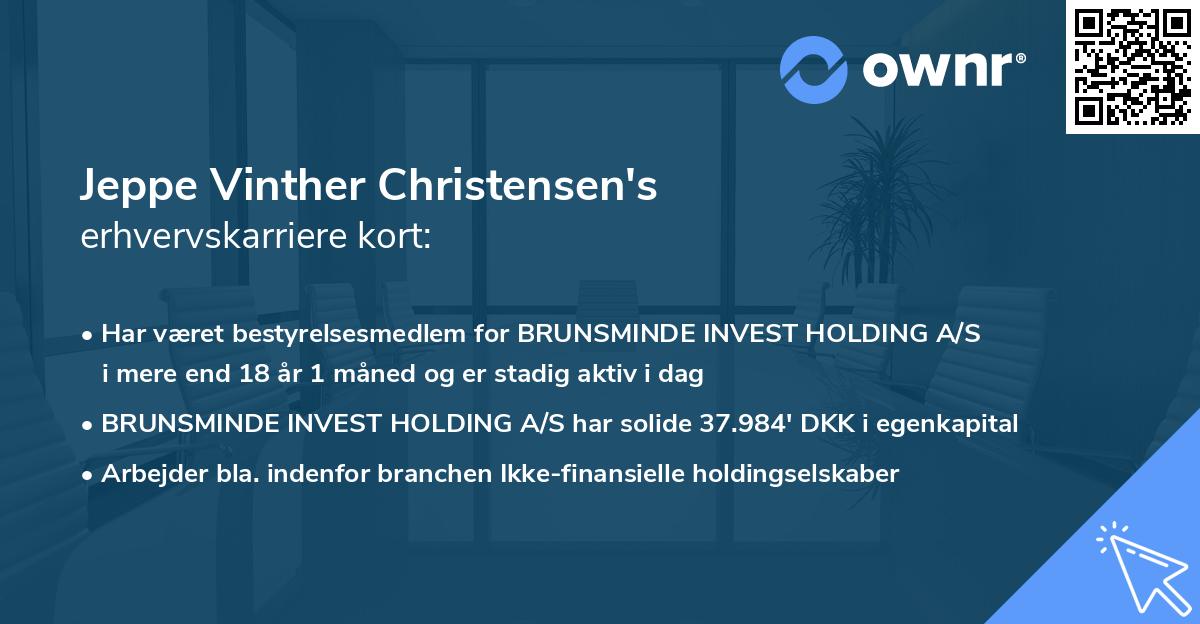 Jeppe Vinther Christensen's erhvervskarriere kort