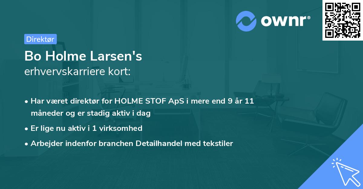 Bo Holme Larsen's erhvervskarriere kort