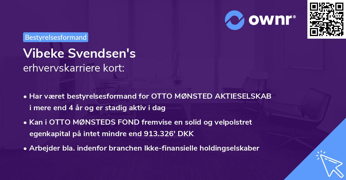 Vibeke Svendsen's erhvervskarriere kort