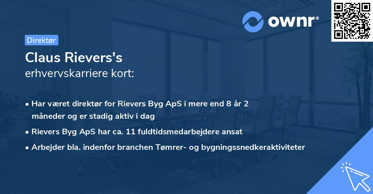 Claus Rievers's erhvervskarriere kort