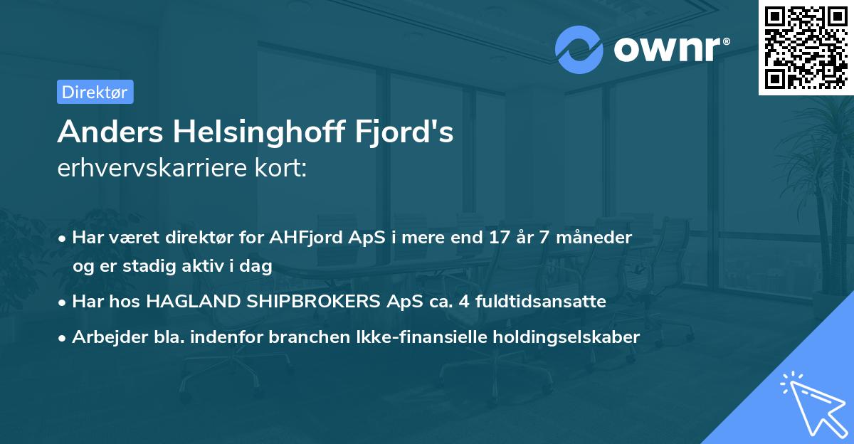 Anders Helsinghoff Fjord's erhvervskarriere kort