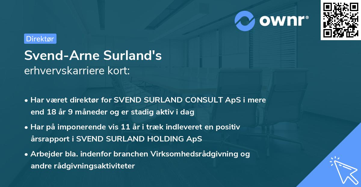 Svend-Arne Surland's erhvervskarriere kort