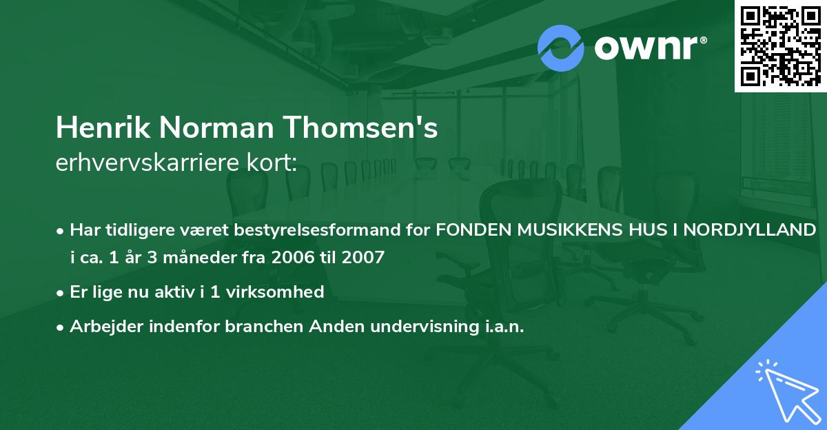 Henrik Norman Thomsen's erhvervskarriere kort