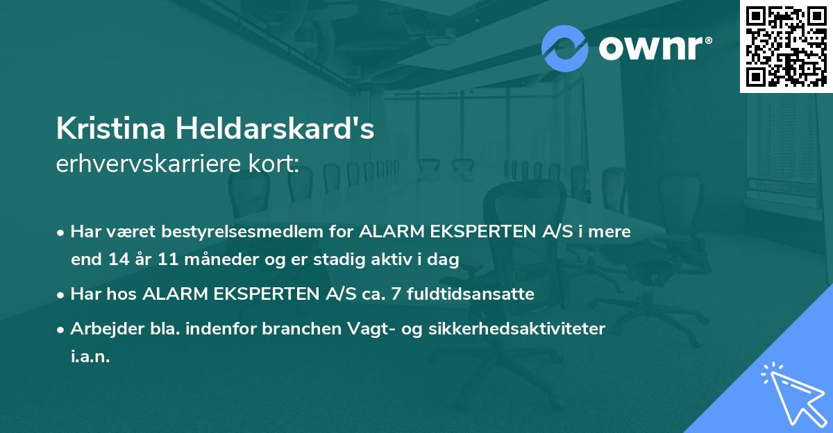 Kristina Heldarskard's erhvervskarriere kort