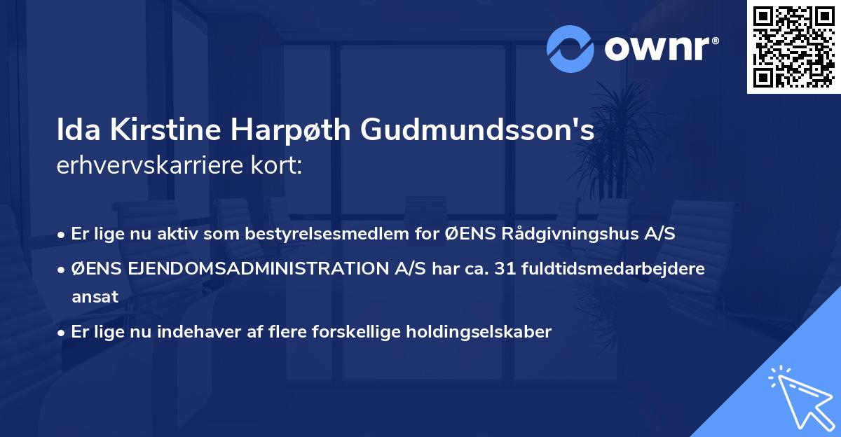 Ida Kirstine Harpøth Gudmundsson's erhvervskarriere kort