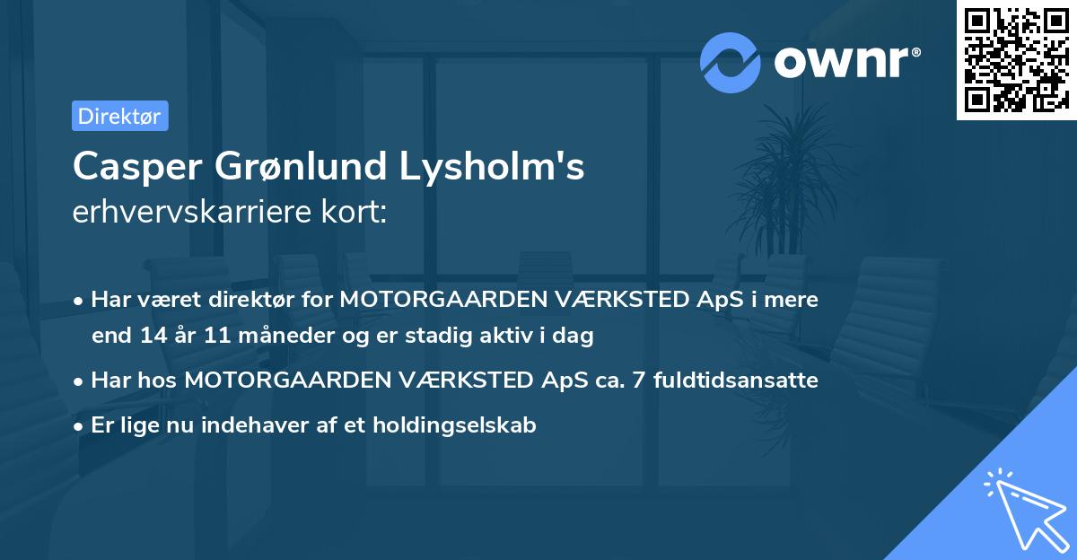 Casper Grønlund Lysholm's erhvervskarriere kort