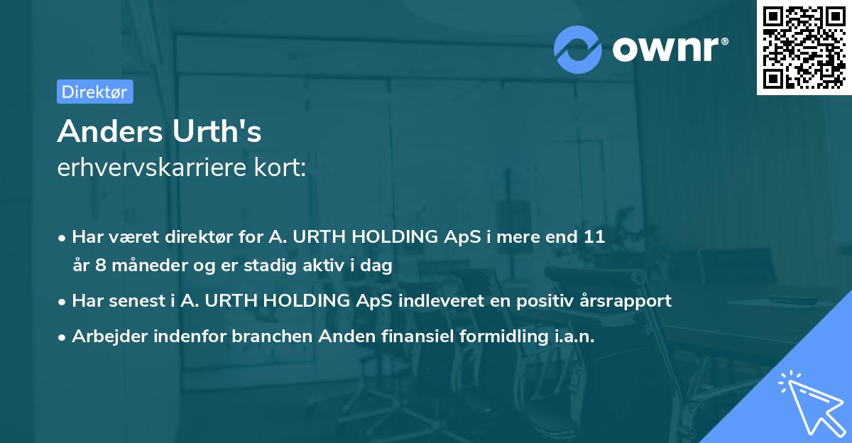 Anders Urth's erhvervskarriere kort