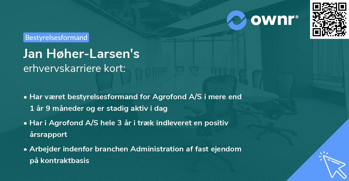 Jan Høher-Larsen's erhvervskarriere kort