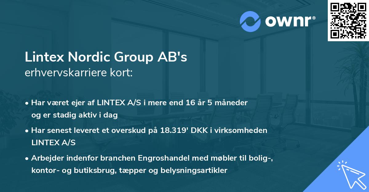 Lintex Nordic Group AB's erhvervskarriere kort