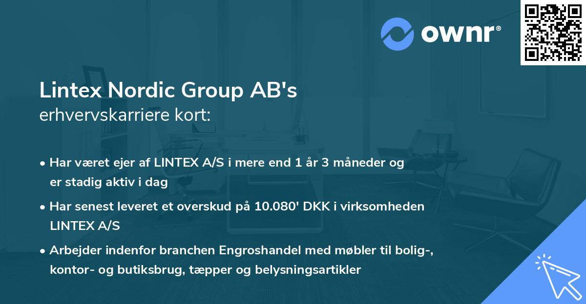 Lintex Nordic Group AB's erhvervskarriere kort