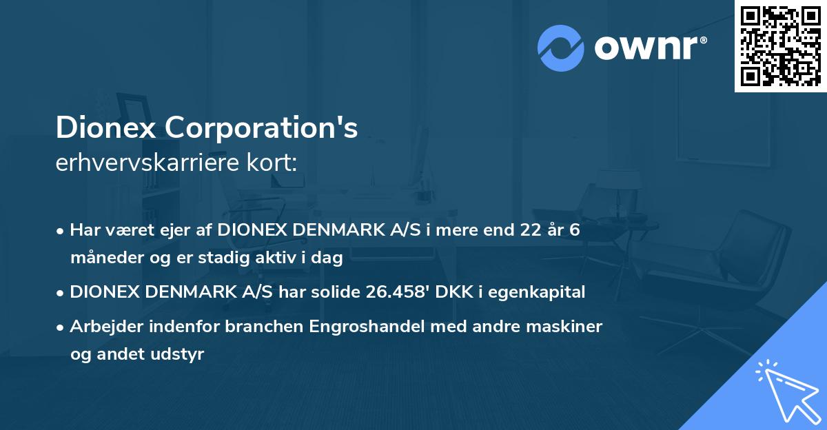 Dionex Corporation's erhvervskarriere kort