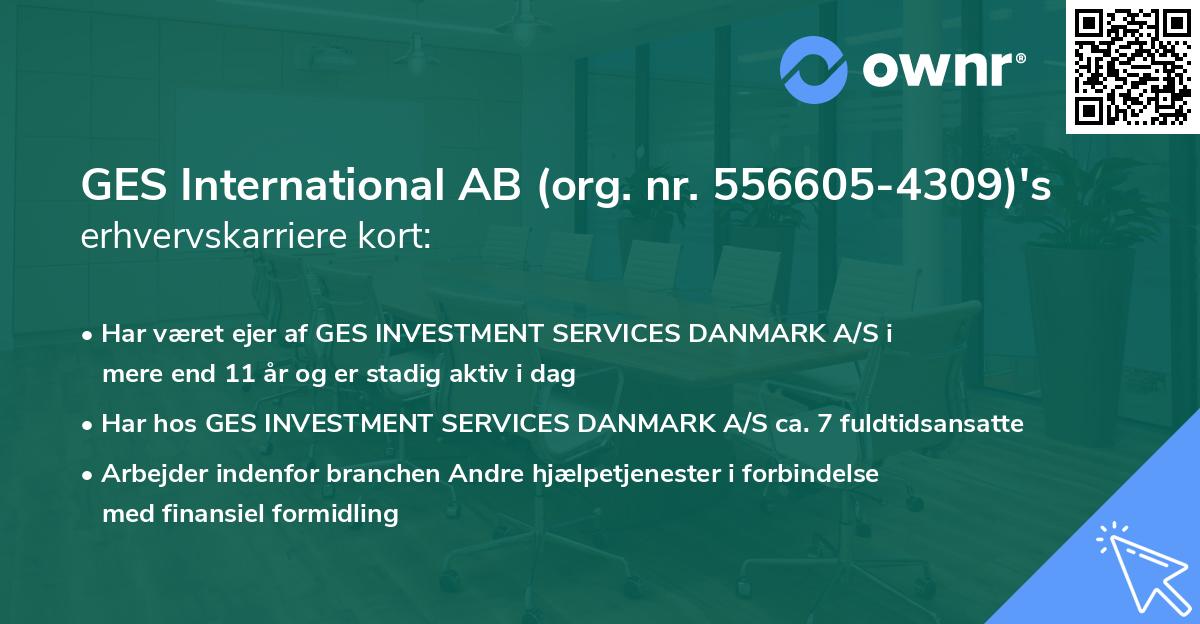 GES International AB (org. nr. 556605-4309)'s erhvervskarriere kort