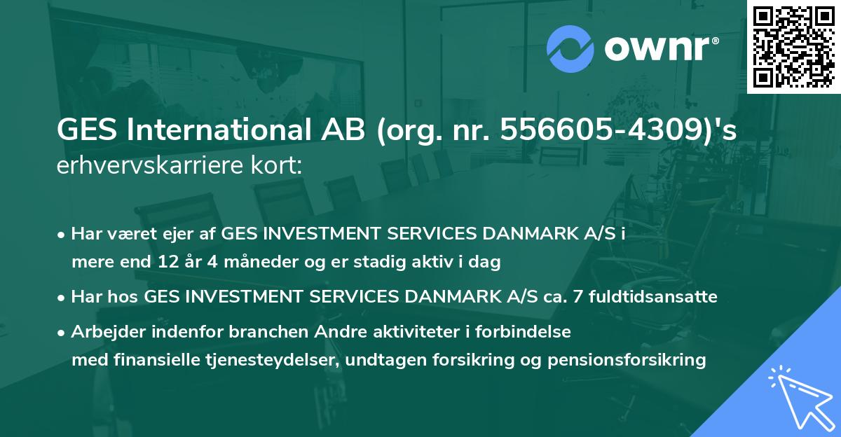 GES International AB (org. nr. 556605-4309)'s erhvervskarriere kort