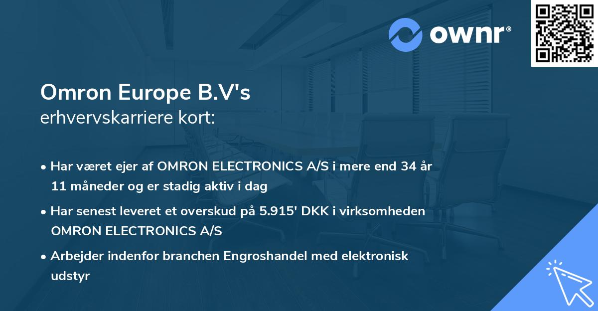 Omron Europe B.V's erhvervskarriere kort