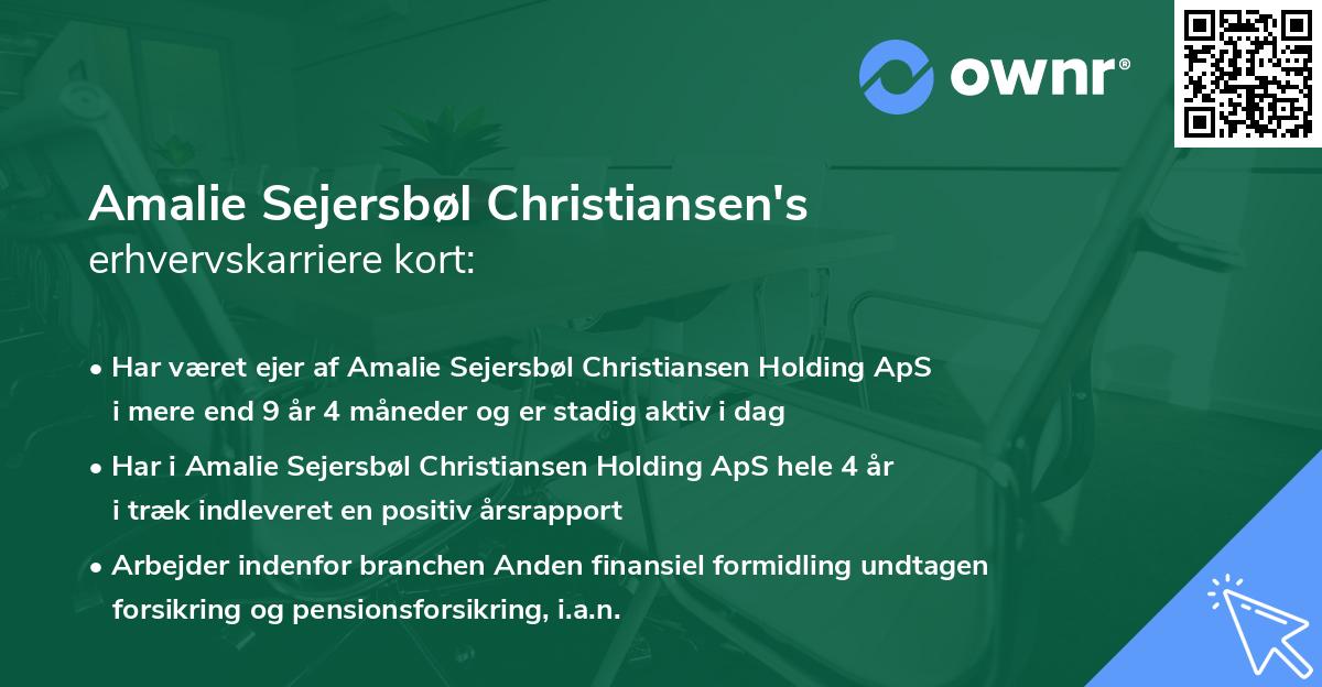 Amalie Sejersbøl Christiansen's erhvervskarriere kort